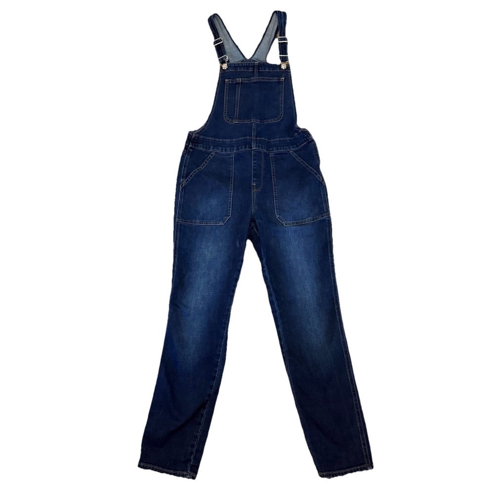 J.Crew Denim Skinny Overalls Med Wash Blue Jean Signature Stretch Size Medium